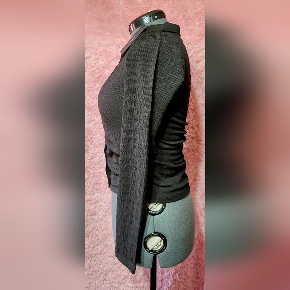 NEVER WORN Vera Moda size L black stretchy long-sleeved collared blouse - Picture 5 of 9